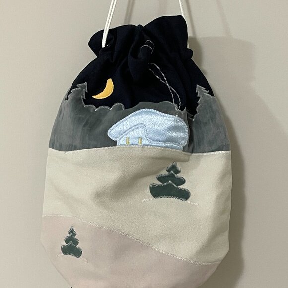 Winter Scene Holiday Snowman Applique Material Bag - Picture 5 of 10